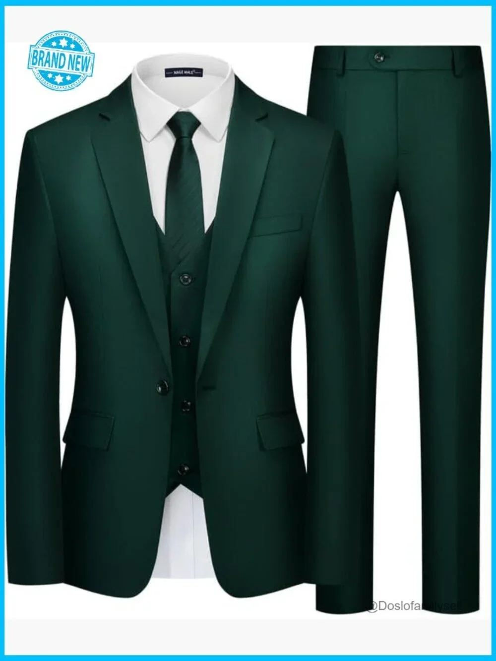 Slim Fit 3-Piece Suit Set Formal Business Wedding Elegant Blazer Vest Pants